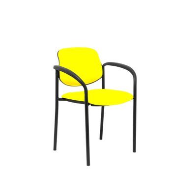 Silla Confidente De 4 Patas, Con Brazos Y Estructrua Negra - Asiento Y Respaldo Tapizados En Tejido Similpiel Amarillo Piqueras Y Crespo Modelo Villalgordo