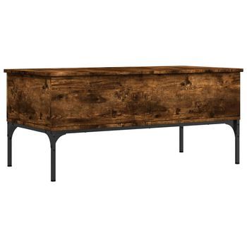 Mesa De Centro，mesa Auxiliar，mesa De Café Madera Ingeniería Metal Roble Humo 100x50x45cm