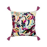 cojin de algodon blanco rosa amarillo 50 x 50 cm lana hecho a mano raiganj