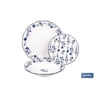 vajilla de porcelana con flores azules  set de 18 piezas  adecuado para 6 personas  apta para lavavajillas microondas y horno