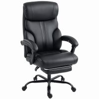 homcom silla de oficina ergonomica giratoria reclinable 165 en pu reposapies altura regulable negro