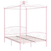 cama matrimonial  cama para adultos  estructura de cama con dosel metal rosa 140x200 cm