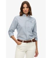 superdry para mujer w4010565a camisa slim oxford azul xl casual algodon manga larga