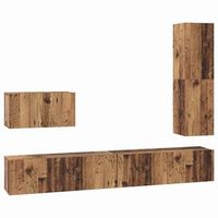 conjunto de mueble de tv 4 piezas madera vieja 305 x 30 x 110 cm