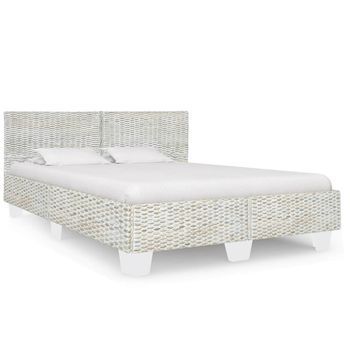 Estructura De Cama Sin Colchón Ratán Natural Gris 140x200 Cm Vidaxl