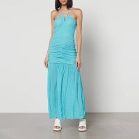 ganni stretch-mesh and lace halterneck dress - eu 34uk 6