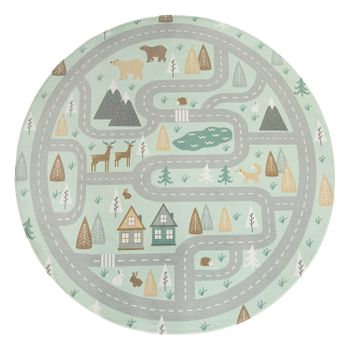 Alfombra infantil lavable Chiko turquesa 150 cm redondo