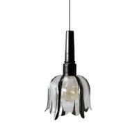 lampara de suspension  metal vidrio negro d16 cm