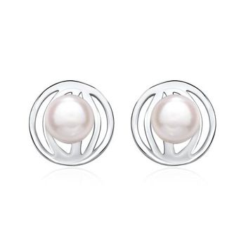 Pendientes de mujer de plata 925 con perla