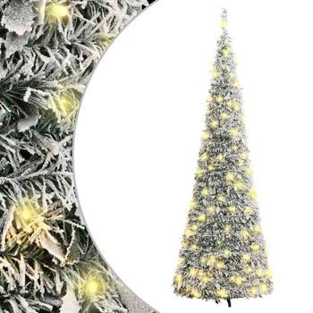Árbol De Navidad Artificial Desplegable Con Nieve 200 Led 210cm Vidaxl
