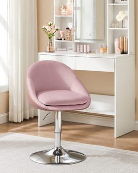 Silla de oficina giratoria de color rosa pastel y gris plata