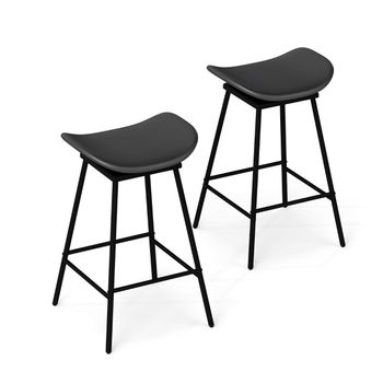 Costway Juego de 2 Taburetes de Bar con Asiento Acolchado y Curvado Reposapiés Sin Respaldo para Cocina Comedor 43 x 45 x 71,5 cm Negro