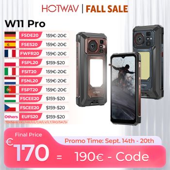 HOTWAV W11 Pro, el Teléfono Móvil Robusto Más Reciente con Android 16, Octa-core, Pantalla FHD+ de 6.6'' y 120Hz, Batería Masiva de 20800mAh, Carga Rápida de 33W, 6GB de RAM, 256GB de ROM, Luz de