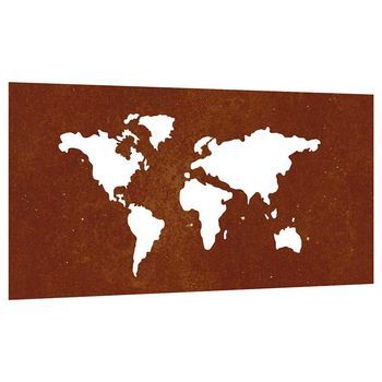 Adorno De Pared Jardín Acero Corten Diseño Mapamundi 105x55 Cm Vidaxl