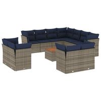 set sofas de jardin con cojines 12 piezas ratan sintetico gris vidaxl