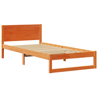 cama individual  estructura de cama marron encerado madera solida individual cfw45278