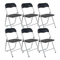 pack de 6 sillas plegables acolchadas - asiento auxiliar para el hogar - ideal para cocina comedor salon dormitorio - 44 x 46 x 79 cm negro