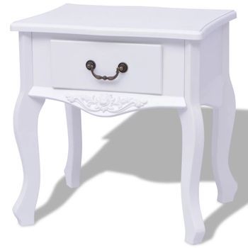 Mesita De Noche Mdf Blanca Con Un Cajón 43x33x45,5 Cm 1402180