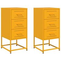 mesitas de noche 2 uds acero amarillo mostaza 36x39x78 cm vidaxl