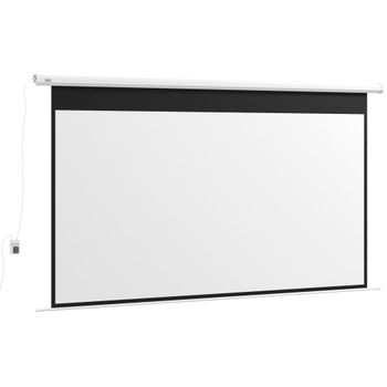 HOMCOM Pantalla de Proyector Eléctrica 120 Pulgadas Pantalla Proyección con Control Remoto 16:9 para Interior Exterior Blanco