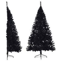 medio arbol de navidad artificial con soporte pvc negro 240 cm vidaxl
