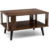 mesa de centro cuadrada mesa central de madera de 2 niveles mesa auxiliar costway 70 x 50 x 41 cm