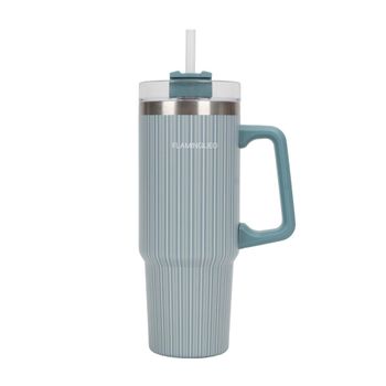 Botella térmica con pajita acero inoxidable 0,9 litros verde