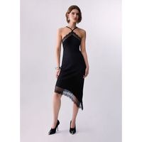 liu jo vestidos vestido midi de punto con encaje para mujer