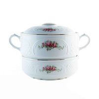 juego de porcelana 2 piezas bidasoa irina sopera con tapa y ensaladera diseno floral con filo dorado vajilla clasica y elegante para mesa celebraciones y regalo especial
