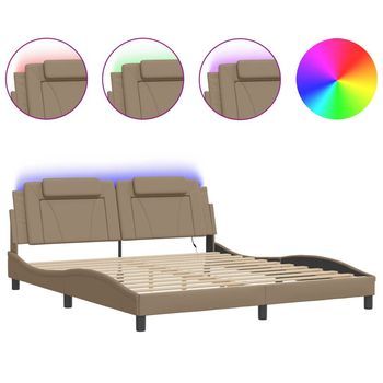 Estructura De Cama Viana Con Led Sin Colchón Capuchino 180x200 Cm Vidaxl