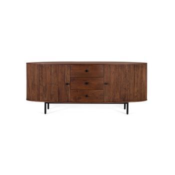 Aparador De 2 Puertas Y 3 Cajones En Madera De Acacia Y Patas De Metal