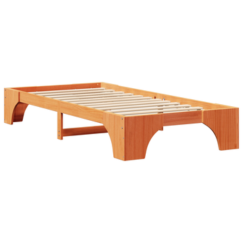 Cama Individual | Estructura De Cama Marrón Encerado Madera Sólida Individual Cfw22370
