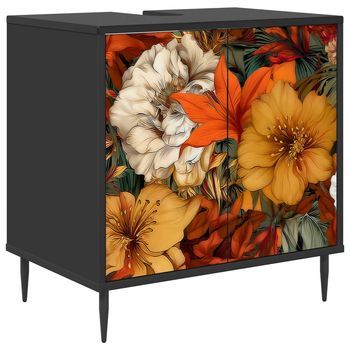Mueble De Cuarto De Baño Gennep Roble Negro 60 X 40 X 61 Cm Vidaxl