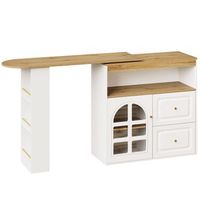 mueble bar giratorio 360 grados blanco extensible de 138 a 204 cm