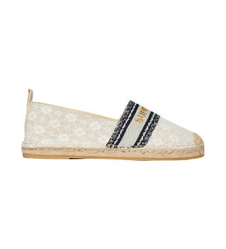 Superdry para mujer. WF110297A Alpargatas de lona beige (38), Tela, Plano, Ninguno, Casual