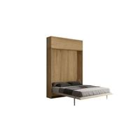 cama abatible 160 vertical kentaro con modulo a pared superior roble natural
