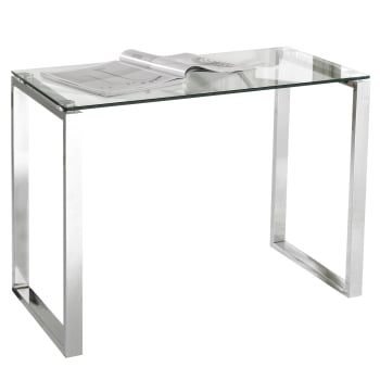 Escritorio Cristal Templado con Patas ADEC 50x100x75 cm - Cromo