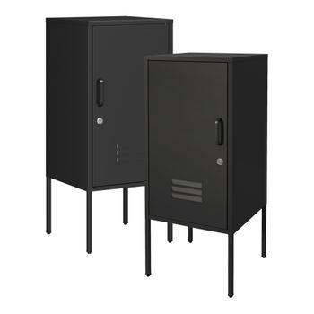 Juego De 2 Mesitas De Noche Hausjärvi 82x35x35 Cm Acero - Negro [en.casa]