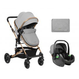 Carrito de bebé Kikkaboo 3 en 1 asiento transf. Amaia Gris Claro