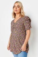 yours top de flores rosas y naranjas con fruncidos mujer curvy y tallas grandes yours