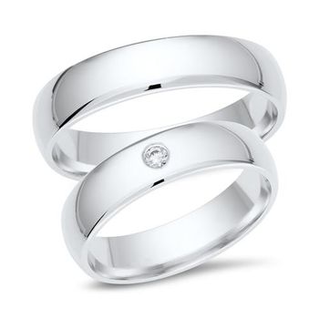 Alianzas 8 quilates oro blanco con diamante