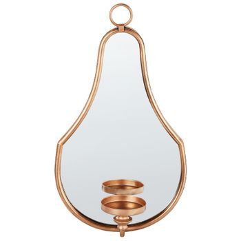 Candelero De Pared De Metal Con Espejo Colgante Dorado Bazarnes