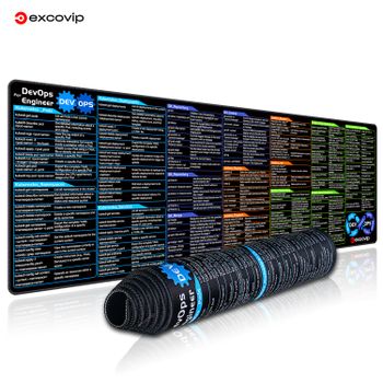 Alfombrilla de ratón EXCO DevOps Engineer grande para Docker Kubernetes Jenkins Git atajos hoja de trucos teclado alfombrilla de ratón alfombrilla de escritorio de ordenador