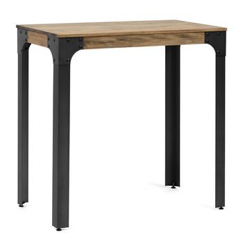 Mesa Alta Industrial Boston 100x80x108cm Acabado Vintage Con Acero Y Madera De Pino Maciza Boxfuriture