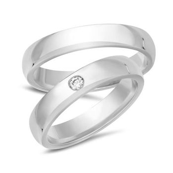 Alianzas 8 quilates oro blanco con diamante