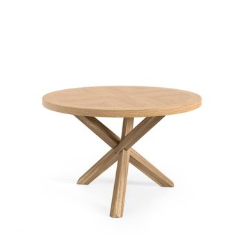 Mesa comedor redonda roble con patas cruzadas 120