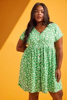 yours vestido corto de algodon verde de florecitas mujer curvy y tallas grandes yours