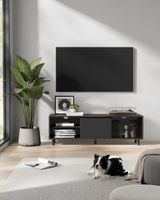 mueble de tv de 140 cm con vidrio ranurado de color marron