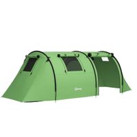 outsunny tienda de camping para 3-4 personas estable e impermeable tienda familiar con dormitorio y zona de estar columna de agua 3000 mm verde oscuro