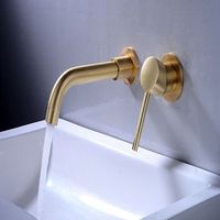 grifo para lavabo de bano de laton montado en la pared oro cepillado